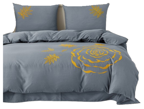 Pościel z haftowanym wzorem 160x200 stalowa