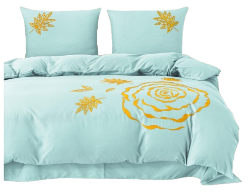 Pościel z haftowanym wzorem 200x220 miętowa
