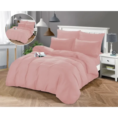 Pościel dwustronna 160x200 gładka różowa