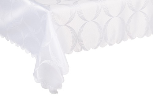 Obrus plamoodporny 110x160 biały kółka koła